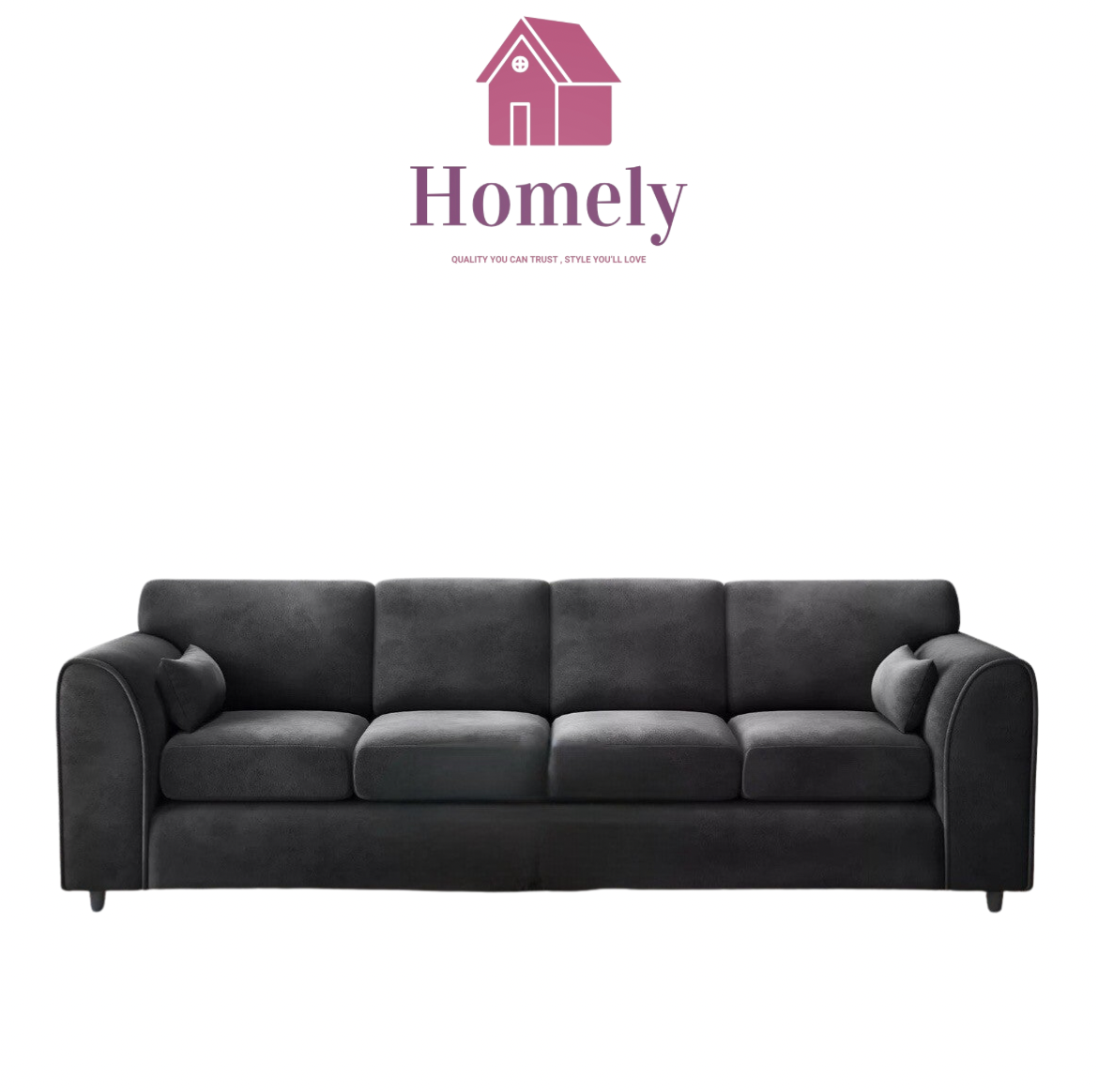 PV- PLUSH VELVET 4 SEATER SOFA (HIGH BACK CUSHIONS)